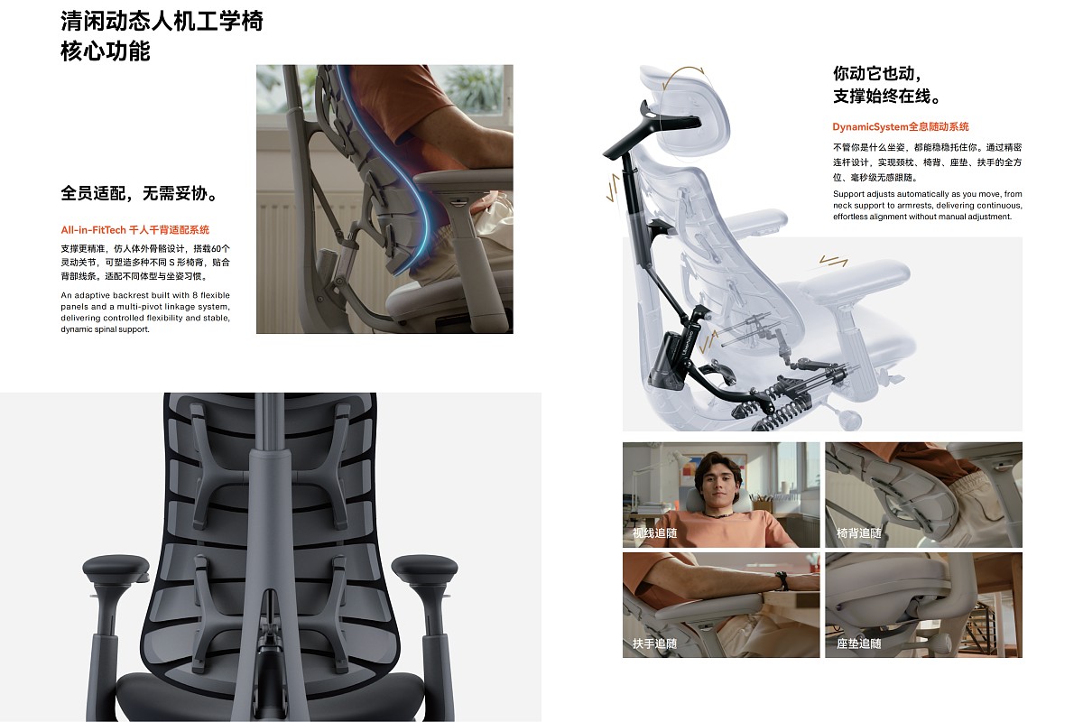 清闲动态人机工学椅核心功能